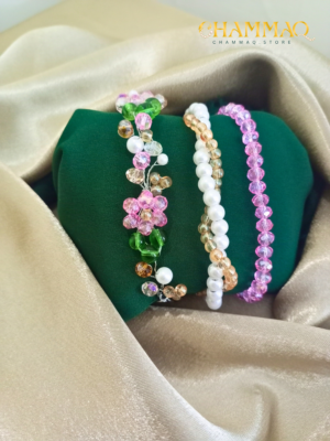 3-in-1 Beaded Bracelet Set – Elegant Handmade Crystal & Pearl Bracelets by CHAMMAQ