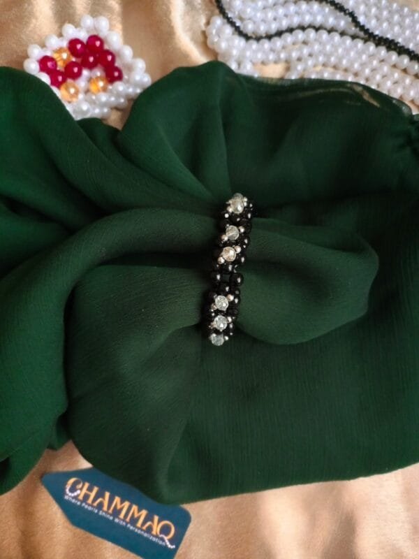 Noir Luxe Black Beaded Bracelet with crystal Accents - Image 3