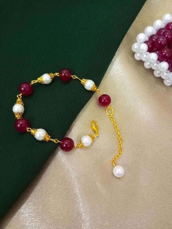 CHAMMAQ Ruby & Pearl Elegance Bracelet – Timeless Beauty in Gold ✨