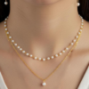 Elegant Gold-Plated Pearl Jewelry Set – Necklace, Earrings & Bracelet - Image 2