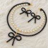 CHAMMAQ Blush Crystal Bow 3 in 1 Necklace Set - Image 5