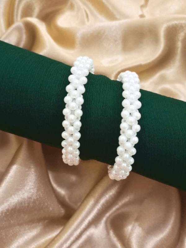 White Beaded Bangle Pair by CHAMMAQ ✨