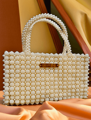 pearl beaded bag by chammaq . berrycharm handbag beaded