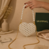 Heart-Shaped Pearl Beaded Sling Bag | Elegant Handmade by CHAMMAQ - Image 4