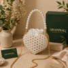 Heart-Shaped Pearl Beaded Sling Bag | Elegant Handmade by CHAMMAQ