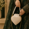 Heart-Shaped Pearl Beaded Sling Bag | Elegant Handmade by CHAMMAQ - Image 5
