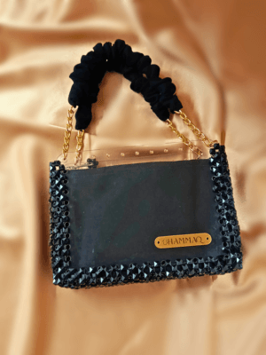 Acrylic Sheet Beaded Structured Bag with Zipper Organizer | CHAMMAQ