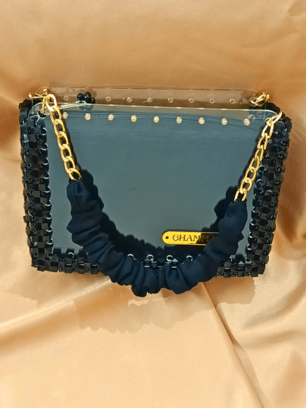 Acrylic Sheet Beaded Structured Bag with Zipper Organizer | CHAMMAQ - Image 2