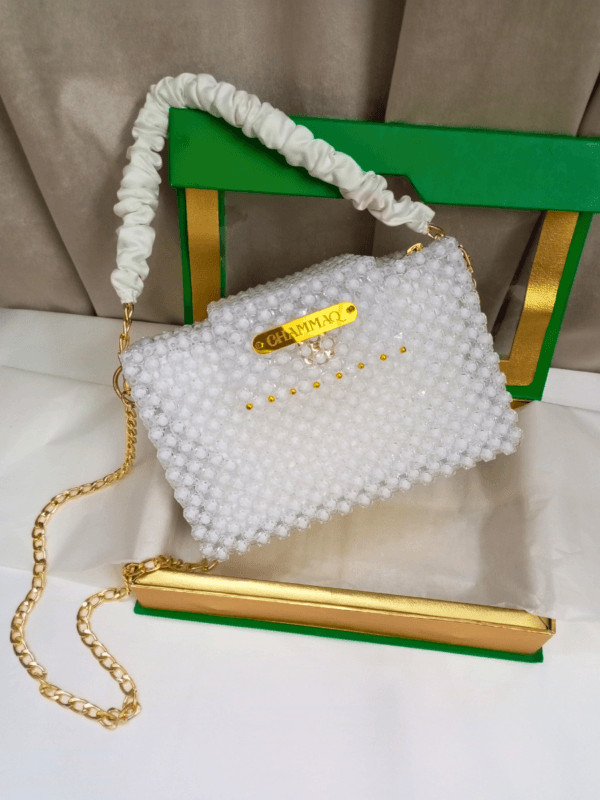 Dazzle Dot Beaded Handbag for Ladies | Elegant Bead Purse by CHAMMAQ - Image 4