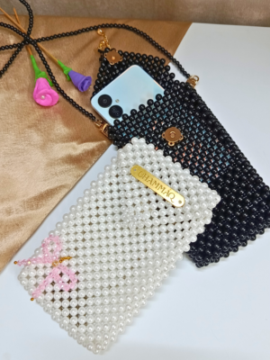 PearlGlide – Mobile Sling Beaded Bag | Minimalist Pearl Crossbody by CHAMMAQ