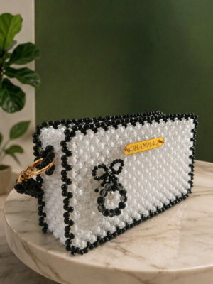 Stylish Beaded Purse – Handmade White Beaded Purse by CHAMMAQ