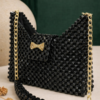 Midnight Gleam Black Beaded Shoulder Bag | CHAMMAQ Handmade Luxury