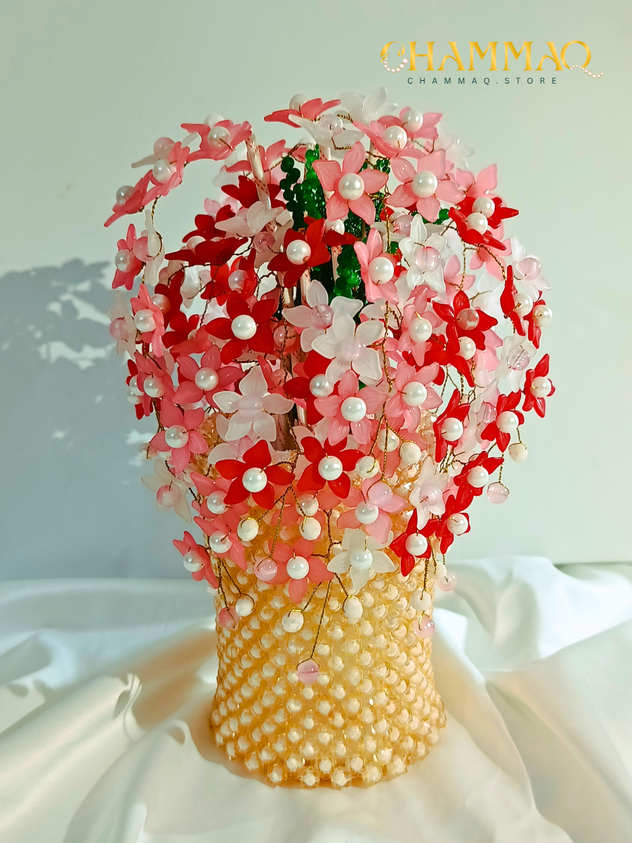 Handmade Beaded Flower Vase – Custom Beaded Décor by CHAMMAQ