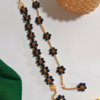 Black Crystal Floral Beaded Bracelet Set | 2 in 1 Black Bracelet Set by CHAMMAQ