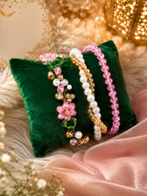 3-in-1 Beaded Bracelet Set – Elegant Handmade Crystal & Pearl Bracelets by CHAMMAQ