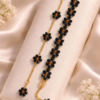Black Crystal Floral Beaded Bracelet Set | 2 in 1 Black Bracelet Set by CHAMMAQ