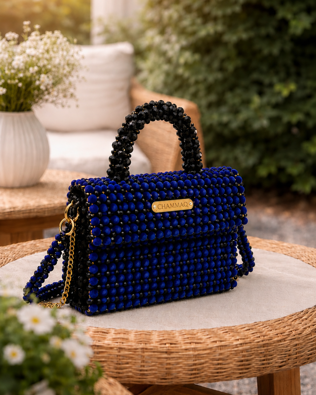 Black Beaded Bag – Elegant Velvet Handbag by CHAMMAQ - Image 5