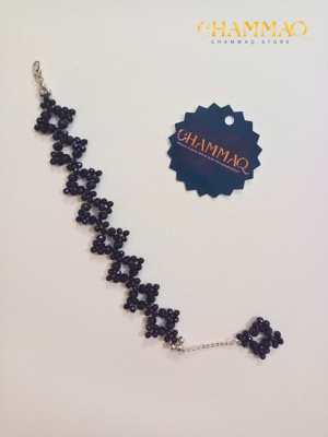 Black Crystal Bracelet – Elegant Handcrafted Statement Jewelry by CHAMMAQ
