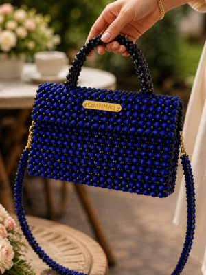 Black Beaded Bag – Elegant Velvet Handbag by CHAMMAQ