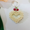 Pearl Heart Keychain – Handmade Beaded Heart Charm for Bags & Gifts by CHAMMAQ