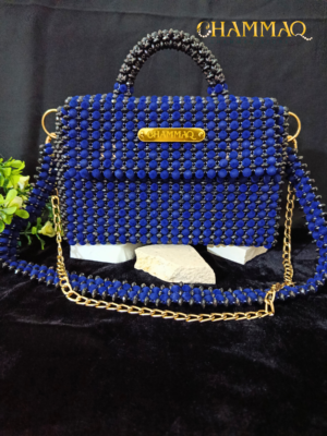 Black Beaded Bag – Elegant Velvet Handbag by CHAMMAQ