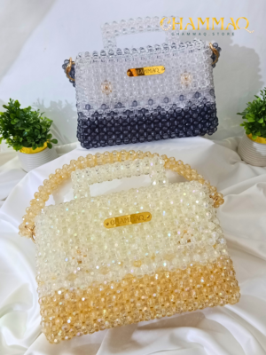 CHAMMAQ Signature Beaded Handbag – Handmade Shiny Luxury Bag