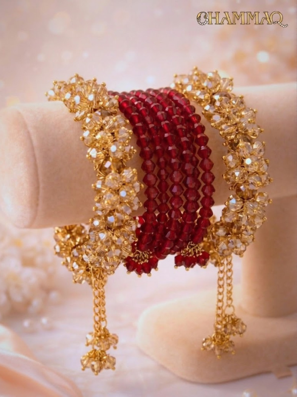 6-Piece Bridal Gajra Bracelet Set Handcrafted by CHAMMAQ - Image 2