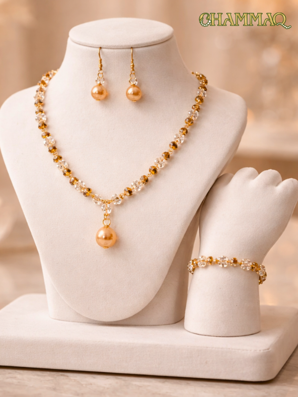 CHAMMAQ Warm Amber Crystal 3-Piece Matching Set - Image 2
