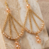Rose Gold Chandelier Earrings | Handcrafted Beaded Jhankaar Drops - Image 2
