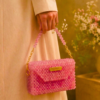 Pink Marble Beaded Clutch Bag by CHAMMAQ - Image 4
