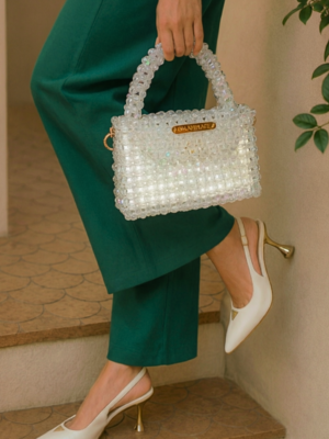 Beaded Crystal Radiance Luxury Top-Handle Bag by CHAMMAQ