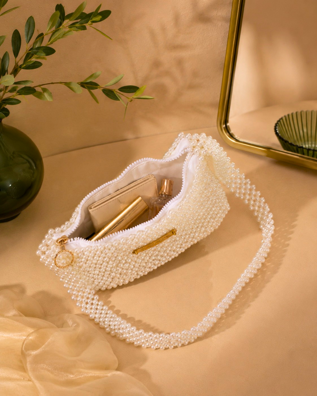 Pearl Shoulder Beaded Bag by CHAMMAQ - Image 2