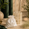 Beaded Pearl Bucket Bag by CHAMMAQ – Ivory Gleam Luxury - Image 3