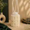 Beaded Pearl Bucket Bag by CHAMMAQ – Ivory Gleam Luxury - Image 2