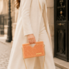 Beaded Top-Handle Clutch by CHAMMAQ – Peach Radiance Luxury