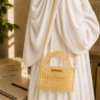 Handcrafted Crystal Top handle Bag by CHAMMAQ – Golden Gleam Luxury