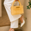 Handcrafted Crystal Top handle Bag by CHAMMAQ – Golden Gleam Luxury - Image 2
